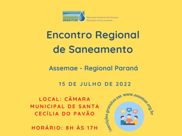 COMUNICADO: EM VIRTUDE DA REALIZAÇÃO DO ENCONTRO REGIONAL DE SANEAMENTO, O SAMAE NÃO TERÁ EXPEDIENTE NO DIA 15/07 (SEXTA-FEIRA)